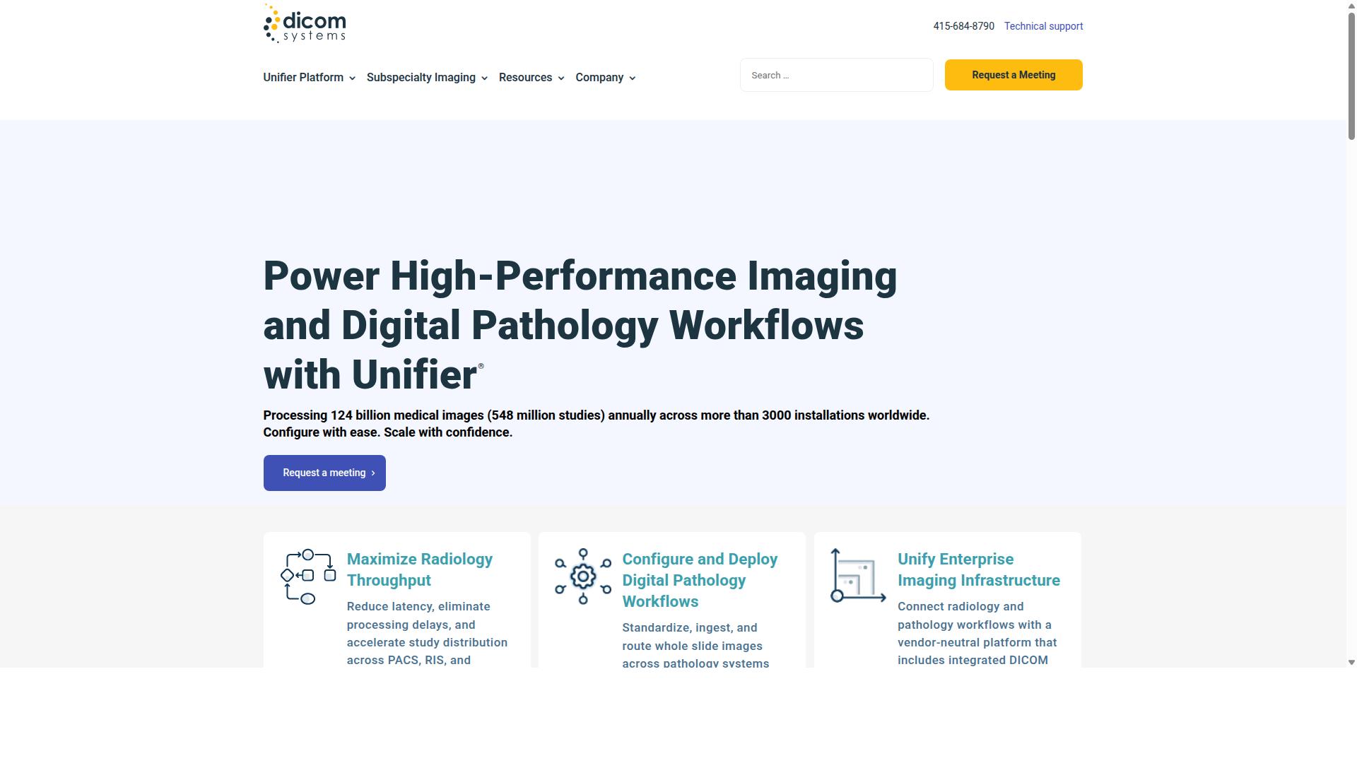 Dicom Systems Unifier Platform website